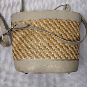Divina Firenze Woven Straw Leather Bucket Bag Crossbody Italy Summer Purse